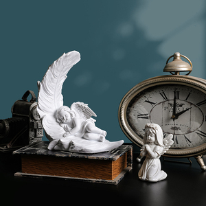 Statua <span class=keywords><strong>di</strong></span> angelo bianco tradizionale in resina carina con ali <span class=keywords><strong>di</strong></span> piume grandi per la casa Ecclesia da tavolo ornamento <span class=keywords><strong>di</strong></span> natale per le ragazze decorazione - Product Image 3