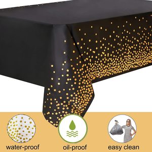 Nappe en plastique jetable à pois Couvertures de table de fête dorées pour anniversaire mariage BBQ extérieur Thanksgiving Christmas Handmade - Product Image 5
