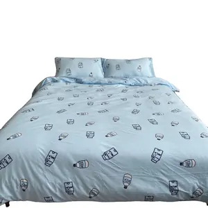 China Supplier Factory Price Sky Bule 3D Milk For Youth Quilt Set With Pillow Cover 2PC