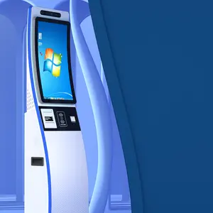 Customized All Functions 23.6 32 Inch Touch Curved Screen Barcode Scanner Self Service Ordering Kiosk Payment Terminal For Bank