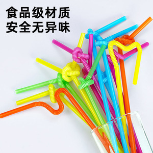 Pajitas de arte desechables de plástico coloridas en forma de codo para bebidas de fiesta - Product Image 4