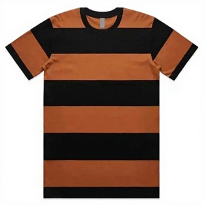 Camiseta de Algodón Extra Grande para Hombre, Cuello Redondo, Manga Corta, a Rayas, Informal, para Uso Diario - Product Image 4