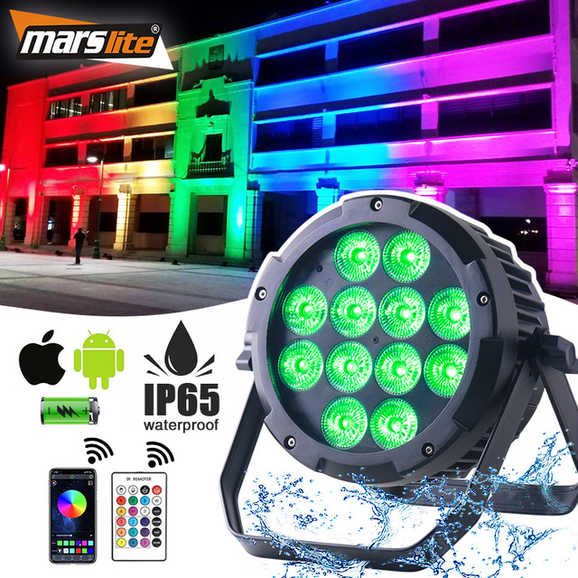 Marslite IP65 12x18w RGBAW UV Led Par Battery Wireless Wifi Battery Uplight Waterproof Led Par Light
