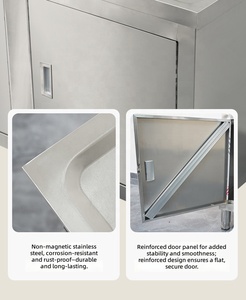 Lavello Commerciale in Acciaio Inox 304 con Armadietto, 1 2 3 Scomparti, Lavello Multiuso con Ante per Ristoranti e Hotel - Product Image 5