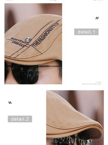 2022 새 버전 앞으로 모자 베레모 자수 남성용 아이비 모자 야외 태양 모자 자외선 차단제 화가 모자 - Product Image 4