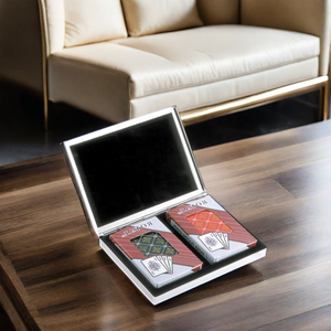 Özel Logo gümüş dikdörtgen köprü kart kutusu Metal düz tasarım Poker kartları yönetici promosyon hediye için oyun kartı kutu - Product Image 4