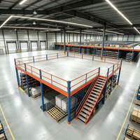Étagère de mezzanine à 3 niveaux réglable et personnalisable HONGXIN, en acier laminé à froid, sans boulons, avec revêtement en poudre, protection contre la corrosion