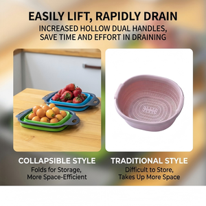 Passoire pliable écologique en silicone et plastique avec poignée pour fruits et légumes de cuisine - Product Image 6