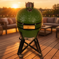 Barbecue au charbon de bois en céramique Kamado de style Green Egg de 16 pouces avec étagères pliables