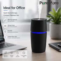 Humidificateur d'huiles essentielles pour bureau, silencieux, brume fine, anneau LED bleu, design compact pour le bureau, diffuseur d'arômes