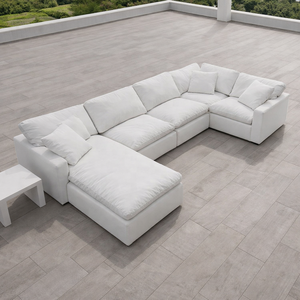 <span class=keywords><strong>Canapé</strong></span> modulable marron tendance et luxueux au design décontracté, avec texture nuage, idéal pour les espaces centraux et les canapés nuage marron - Product Image 2