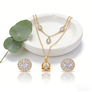 Conjunto de Joyería Hengdian con Circonitas AAA en Forma de Tulipán, Chapado en Oro de 18K, Romántico, para Bodas, Uso Diario y Oficina, Venta al Por Mayor - Product Image 4