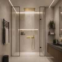 Douche thermostatique quatre fonctions haut de gamme en laiton brossé, design moderne pour hôtels – Meilleure vente