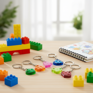 Porte-clés en blocs de construction en acrylique personnalisé avec logo personnalisé pour cadeau promotionnel et souvenir, porte-clés en plastique tendance - Product Image 2