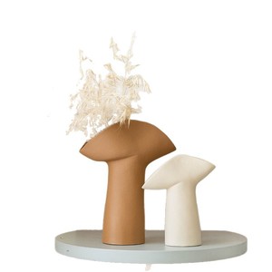 Vase à fleurs en céramique blanche, forme irrégulière minimaliste moderne, style nordique scandinave, décoration intérieure, ornement de table à manger - Product Image 5