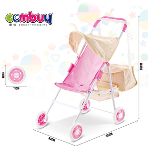 <span class=keywords><strong>Jouet</strong></span> de <span class=keywords><strong>poussette</strong></span> pour bébé en tissu Oxford avec pare-soleil rond, chariot à poupée en fer, jeu d'imitation - Product Image 4