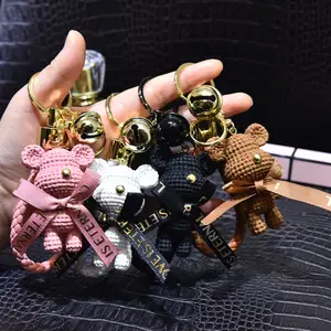 Porte-clés ours en résine dessin animé pour femmes, accessoires à la mode, mignon et créatif, pour sac de voiture, portefeuille, pendentif, ours en 3d, 1 pièce