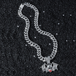 สร้อยคอจี้รูปหัวกะโหลกค้างคาว ซีรีส์ฮาโลวีน ขายดี สร้อยคอเรขาคณิตสไตล์ฮิปฮอปสำหรับผู้ชาย  ขายส่ง - Product Image 2