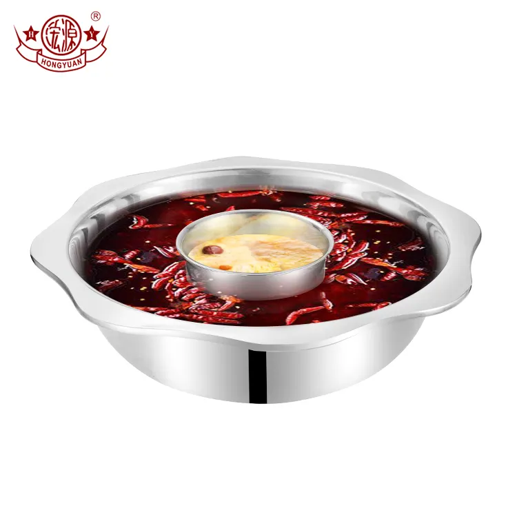 Restaurant hot pot divided food stainless steel 32 cm hot pot with divider