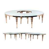 Miroir extérieur en verre et acier inoxydable pour mariage, événement, fête, table serpentine, table de mariage - Or ou argent