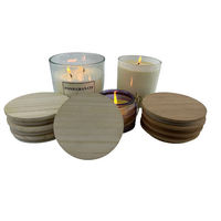 Vente de gros Couvercle en bois de pin personnalisé avec anneau en silicone pour pot à bougie