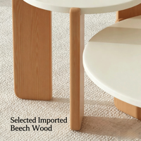 Ensemble de tables basses d'appoint rondes en bois massif, crème, style minimaliste Nankang Jiangxi, pour salon, meubles assortis, décoration