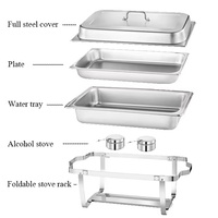 Équipement hôtelier, ensemble de plats chauds pour buffet, plats chauds de haute qualité pour buffet, plats chauds à bord roulé avec or et argent
