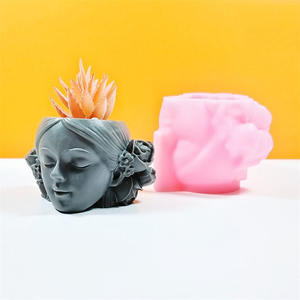 YS <span class=keywords><strong>Pelo</strong></span> <span class=keywords><strong>Corto</strong></span> chica silicona maceta moldes planta maceta hogar jardín decoraciones molde <span class=keywords><strong>de</strong></span> fundición DIY hormigón maceta fabricación - Product Image 2