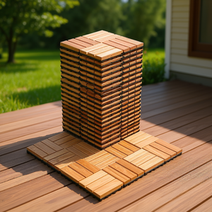 Dalles de terrasse en bois massif emboîtables en pin camphré 12x12 pouces pour aménagement de porches et terrasses, lot de 27 - Product Image 2