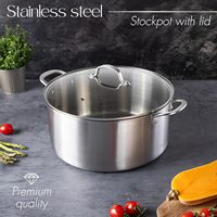 Marmite à soupe haut de gamme en acier inoxydable 304 de 32 cm, grande, antiadhésive, avec deux poignées, couvercle en verre, base multicouche, compatible lave-vaisselle