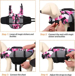 OEM Custom Wholesale Dog Safety Vest Pet Dog Life Jacket With Adjustable Buckles For Swimming Surfing