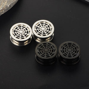 Mix Größe Flesh Tunnel Und Ohr Stecker Chirurgische Stahl Spinne Web Ohrring Bahre <span class=keywords><strong>Gauge</strong></span> Lappen Expander Piercing Schmuck 50pcs - Product Image 4
