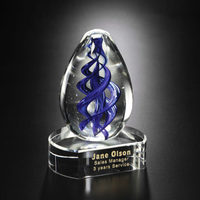 Noble personnalisé nouveau Design bleu tourbillon Art verre cristal Logo personnalisé trophée prix
