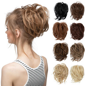 American Bun <span class=keywords><strong>Postiche</strong></span> Naturel Fluffy Long Curly Hair Lazy Bun Hairpiece Made High Quality Synthetic Hair for Foreign - Product Image 2