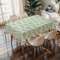 Nappe tissée verte à motifs floraux RNPT, avec support PVC+PU, imperméable, anti-taches, facile à nettoyer, épaisseur 0,5 mm pour