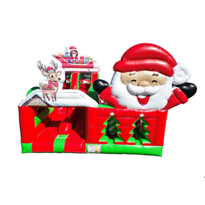Château gonflable de Noël à prix de gros avec motifs Père Noël, bonhomme de neige et renne pour événements festifs et activités en plein air - Product Image 1