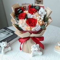 Buket Mawar Merah Muda Abadi yang Diawetkan, Rangkaian Bunga Kering Asli Alami, Hadiah Lamaran Pernikahan Hari Valentine, Dekorasi Rumah