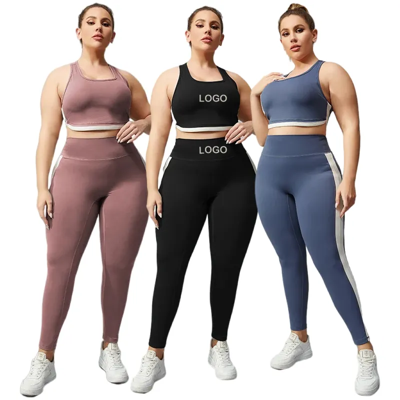 hot sale Active Wear leggings and sports bra set 4XL Plus Size Workout 2 Pieces fat women Fitness Plus Size Yoga Clothes