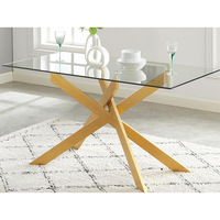 Table à manger carrée en verre trempé haut de gamme, design moderne, pieds en métal, 4 places, meubles de salle à manger pour la maison et la cuisine