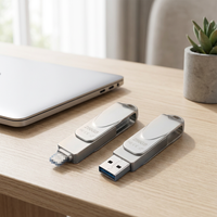 Flashdisk USB Lipat Bentuk Pistol Metal Tipe-C 2-in-1 Baru dengan Logo Custom 8gb 16gb 32gb 64gb