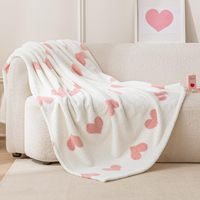 Couverture en flanelle à motif cœur rose avec impression numérique recto-verso, vente en gros directe usine