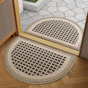 Tapete Semicircular de Fibra de Poliéster Resistente a las Manchas para Entrada del Hogar, Color Sólido - Product Image 4