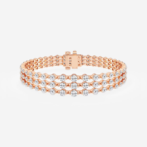Bracelet de mode à trois rangs avec diamants ronds de laboratoire de 8,12 carats, 6,5 pouces, bijoux élégants et étincelants pour femmes - Product Image 2
