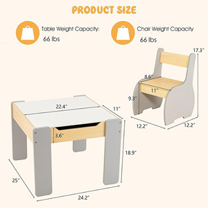 Table et chaise sensorielles détachables pour enfants, table à dessin en bois 3 en 1 pour tout-petits avec tiroirs de rangement - Product Image 5