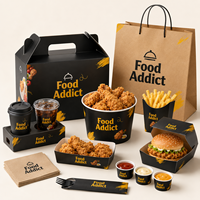 Boîte à emporter pour poulet frit, hamburger, avec logo personnalisé, biodégradable, recyclable, pour restauration rapide