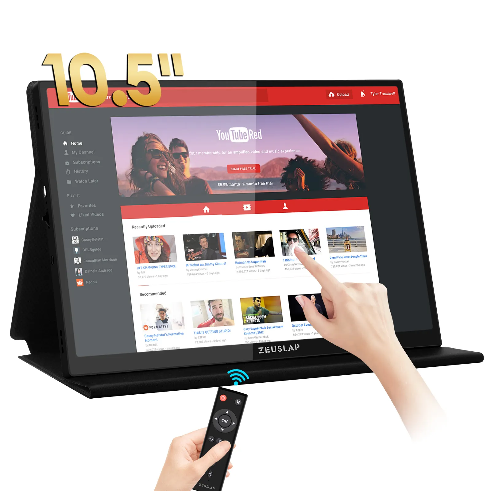 ZEUSLAP Z10TV 10,5 "Monitor portátil inteligente Google TV Pantalla táctil Mini PC Compatibilidad de teléfono portátil PS4 PS5 Switch