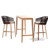 Ensemble de salle à manger d'extérieur en teck, résistant aux UV, imperméable, personnalisable, mobilier d'extérieur de luxe haut de gamme contemporain d'Amérique du Nord
