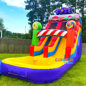 Toboggan aquatique gonflable Candy Land 17 pieds, toboggan aquatique gonflable pour la cour <span class=keywords><strong>avec</strong></span> <span class=keywords><strong>piscine</strong></span> à jets d'eau - Product Image 1