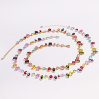 Collier en quartz synthétique coloré, zircon cubique coloré, pour femmes, luxe léger, niche haut de gamme, collier à perles, chaîne de clavicule