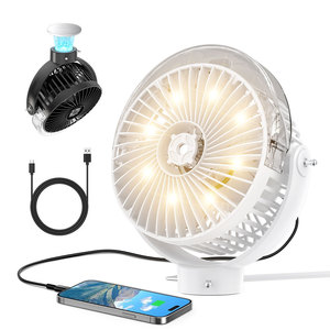 6 Inch Magnetic <b>Spray</b> <b>Fan</b> With Light Rechargeable Usb Powered For Desk Car Golf Cart Yacht Portable Use White And Black - Product Image 1